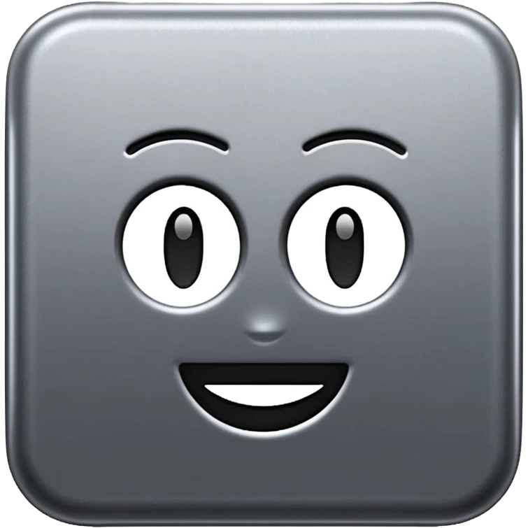 compact square scrub pad with dense textured metallic surface in dark silver tones, tightly woven mesh, slightly coarse matte finish, heavy-duty scouring, apple emoji style, soft lighting, subtle shadows, emoji scale emoji