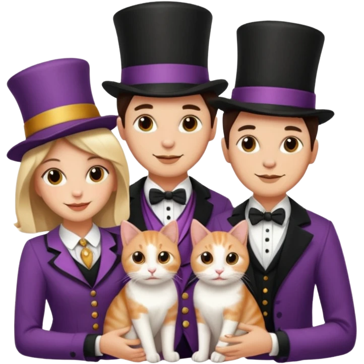 magician couple and their pet cat emoji
