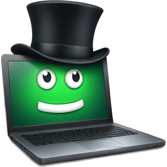 laptop with tophat emoji