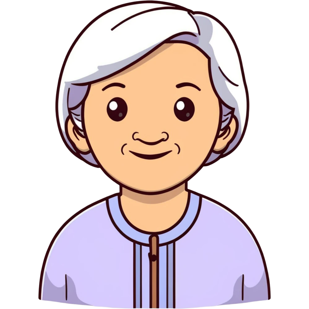 warm smiling grandmother with straight hair and brown eyes emoji