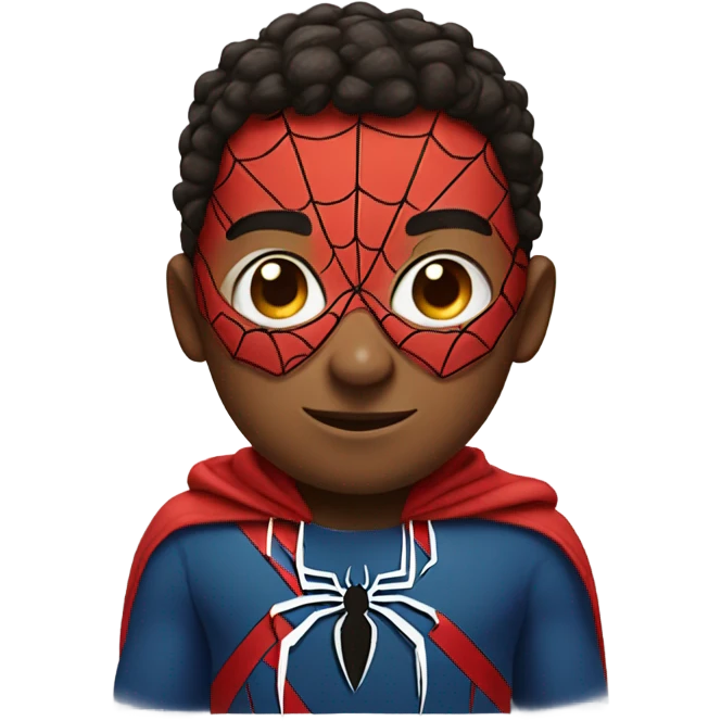 Boy wearing Spider-Man emoji