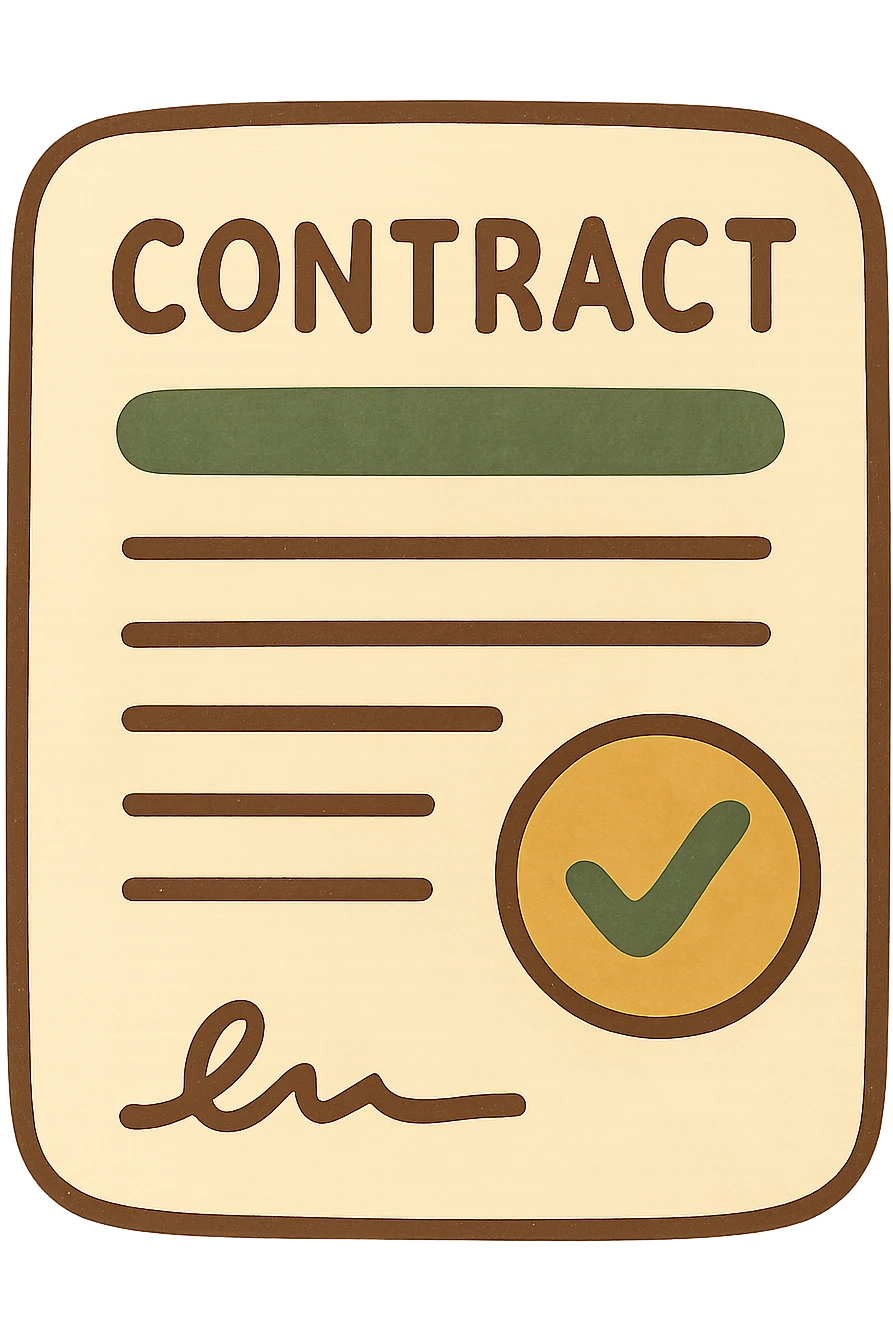contract document, modern look, green gold and white color scheme, rounded shapes, simple design, no background emoji