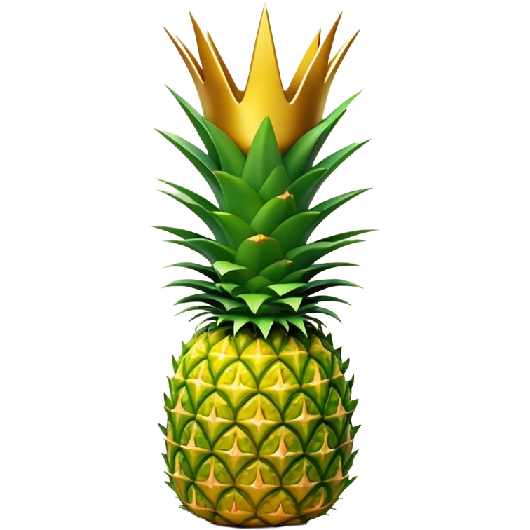 Cinematic Realistic Pineapple Emoji, Tropical and vibrant, with a golden-yellow textured skin and a crown of spiky green leaves on top. The body of the fruit is sharply geometric, its surface rich with natural patterns. Soft glowing outline, capturing the essence of exotic sweetness and tropical flair in a fresh pineapple! emoji