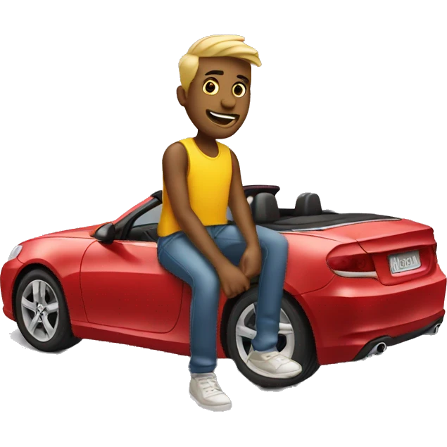 Guy sitting on a convertible  emoji