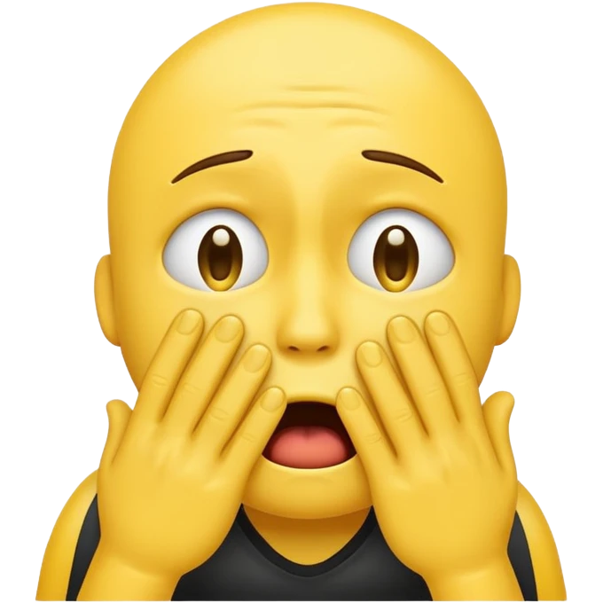 A shocked emoji cryying with his hand emoji