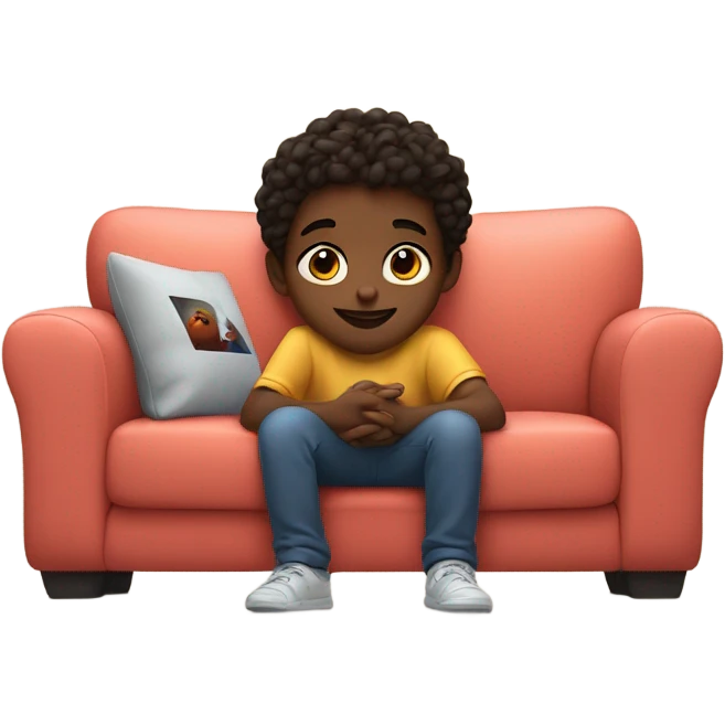 cute kid watching apple tv+ on a big tv screen emoji