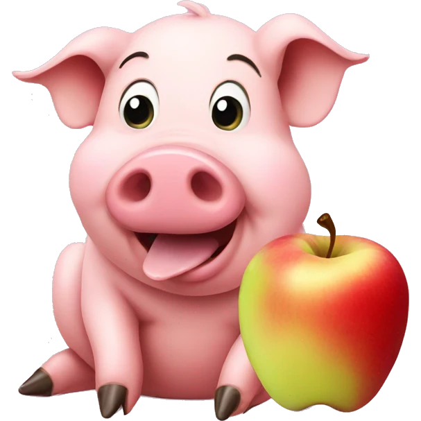 Pig eating apple emoji