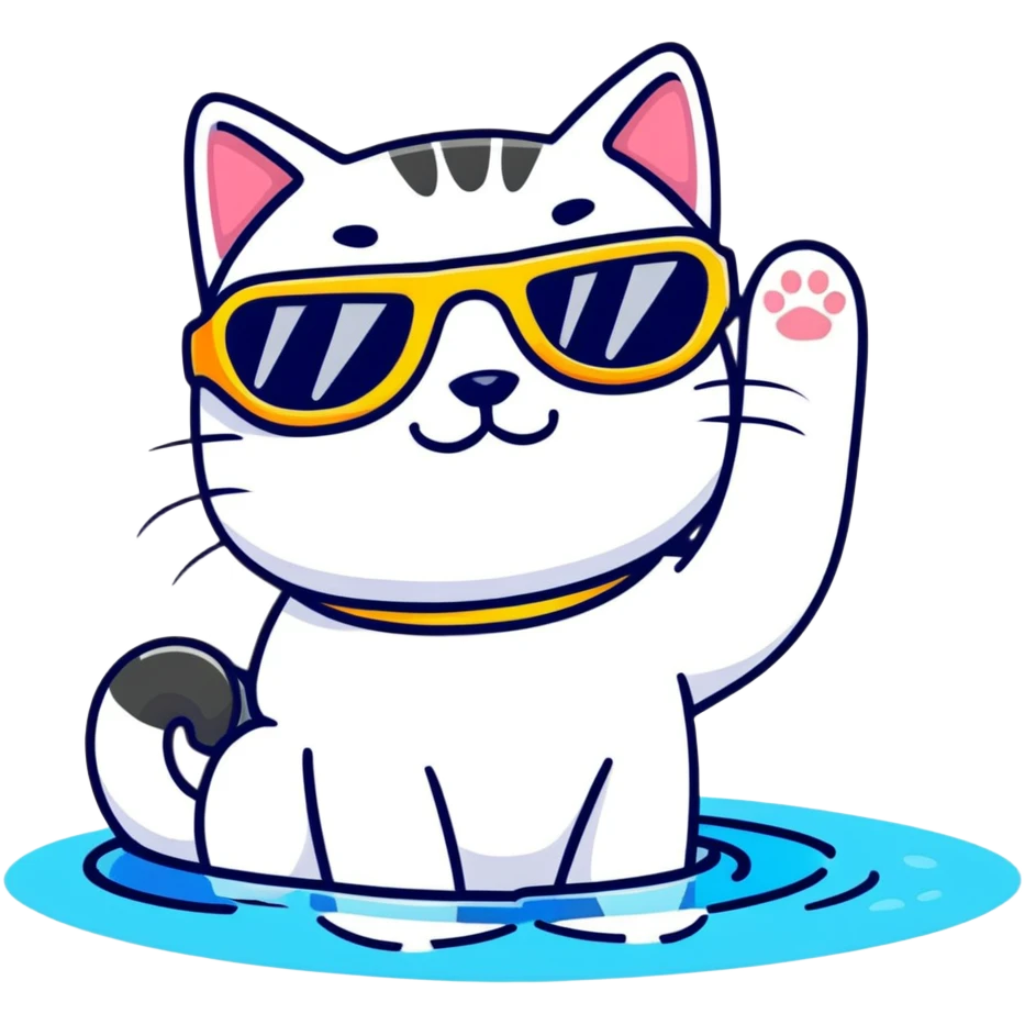 Un gato en la piscina  emoji