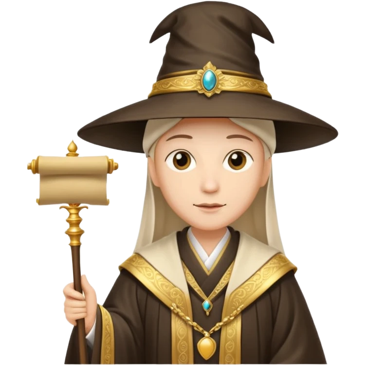 Elegant noble in long robes with tall hat, holding a scroll of orders.
 emoji
