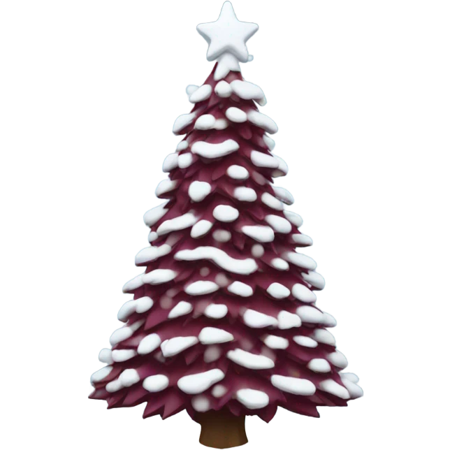 Snowy burgundy Christmas tree emoji