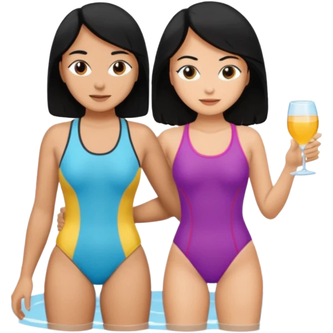 ligh skin black hair man and ligh skin black hair woman swin suit emoji