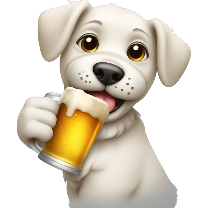 Drunk cute dog with Beer emoji