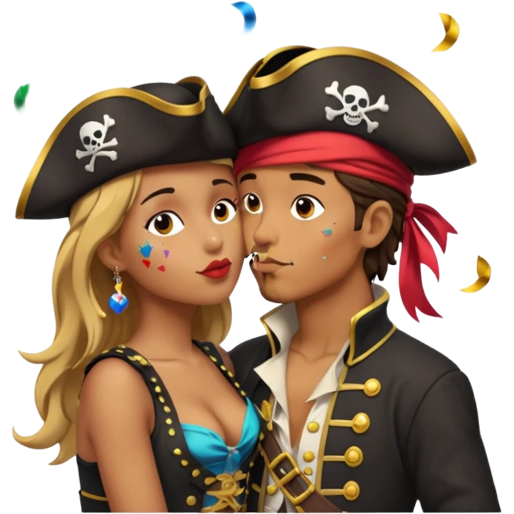 kissing pirate face with confetti emoji