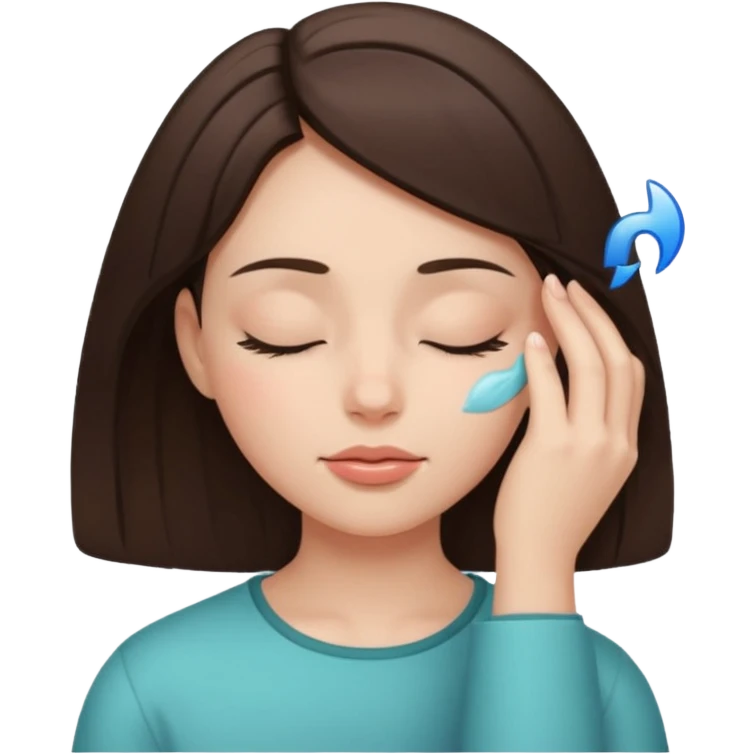 girl brunette getting a facial eyes closed emoji