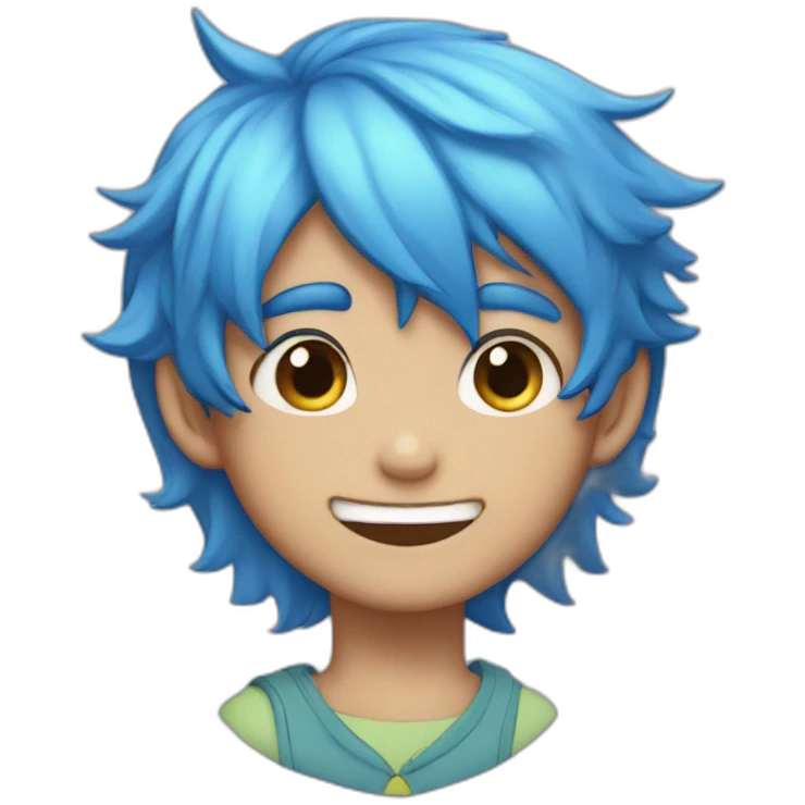 blushing blue haired catboy emoji