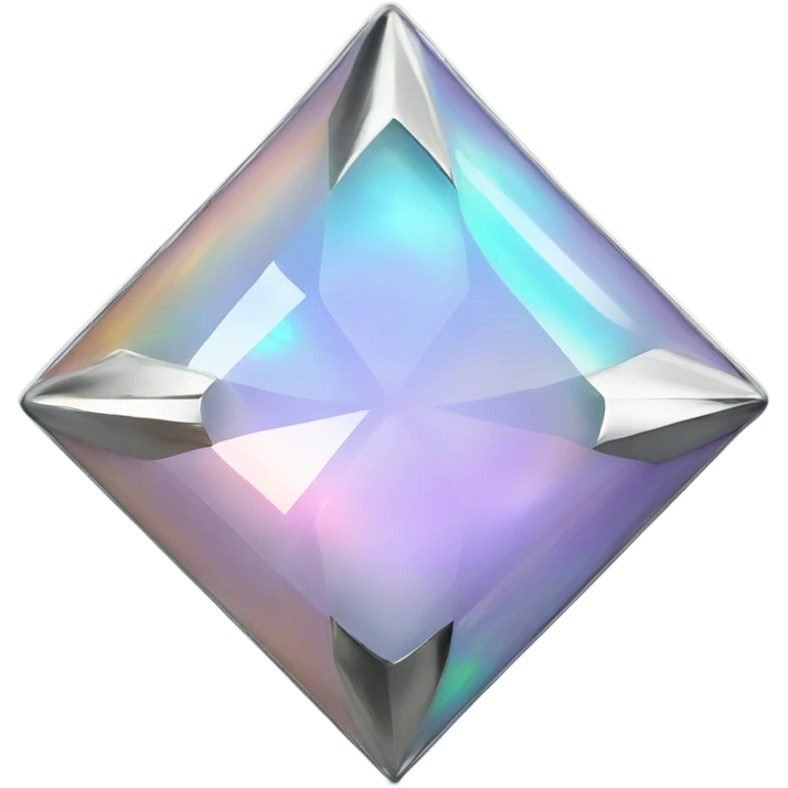Silver chrome four-point star diamond opal emoji