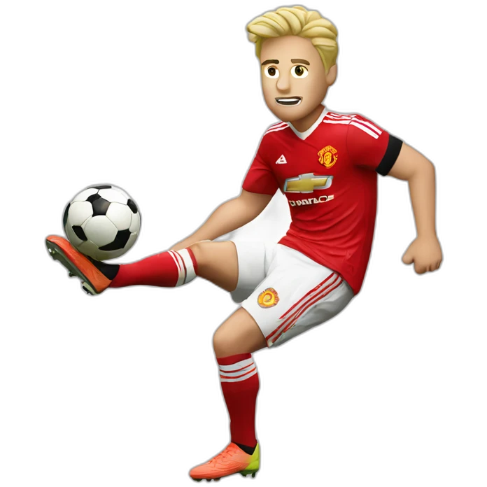 blonde manchester united player kicking emoji