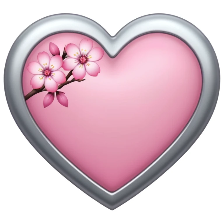 heart with sakura and silver accents emoji