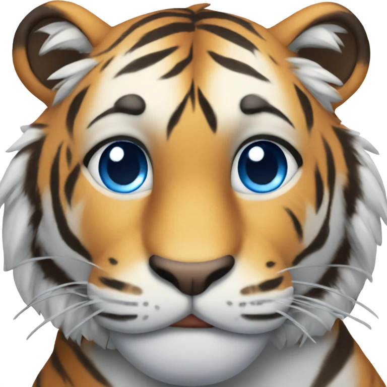 Smiling tiger with blue eyes emoji