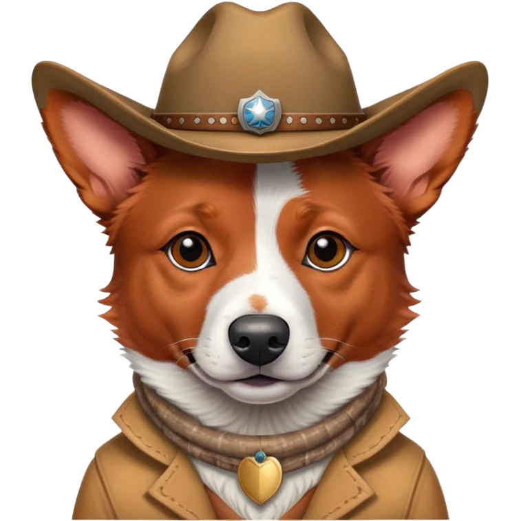 Red Australian cattle dog with cowboy hat emoji