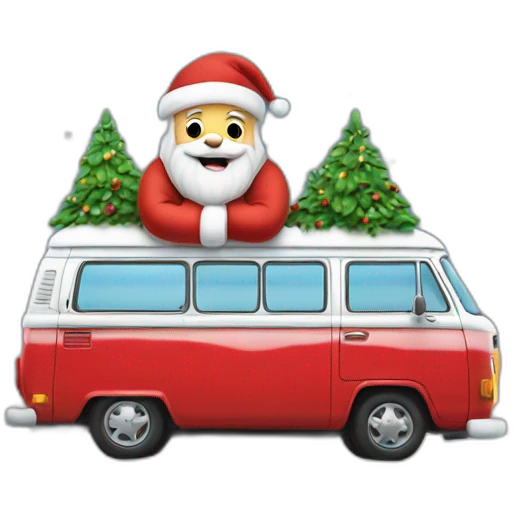 Santa Clause sit on a Campervan  emoji
