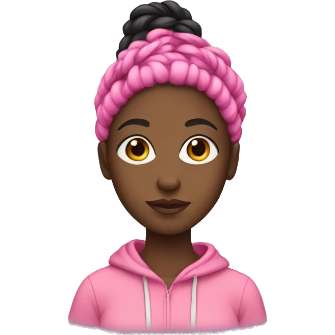 Black girl with pink hoodie and braids  emoji
