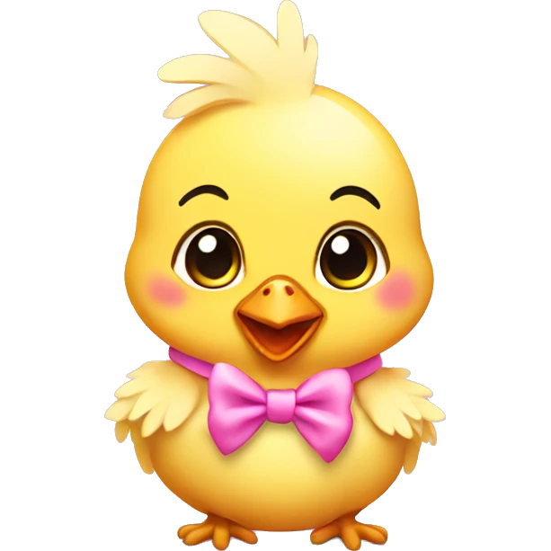 Baby chicken with pink bow emoji
