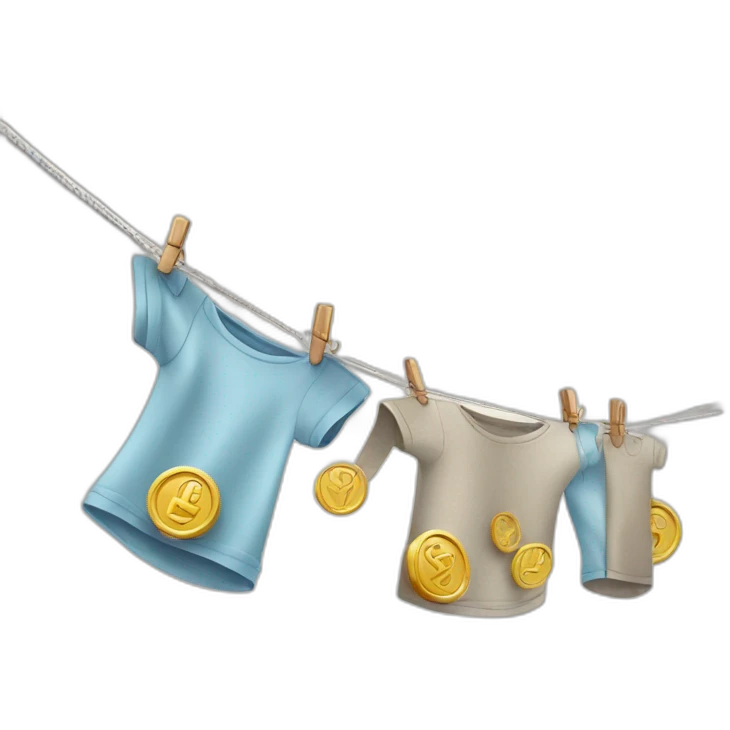 Washing line with coins emoji
