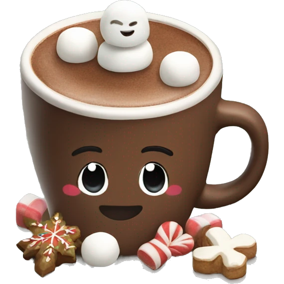 Hot chocolate with marshmallows Christmas themed  emoji