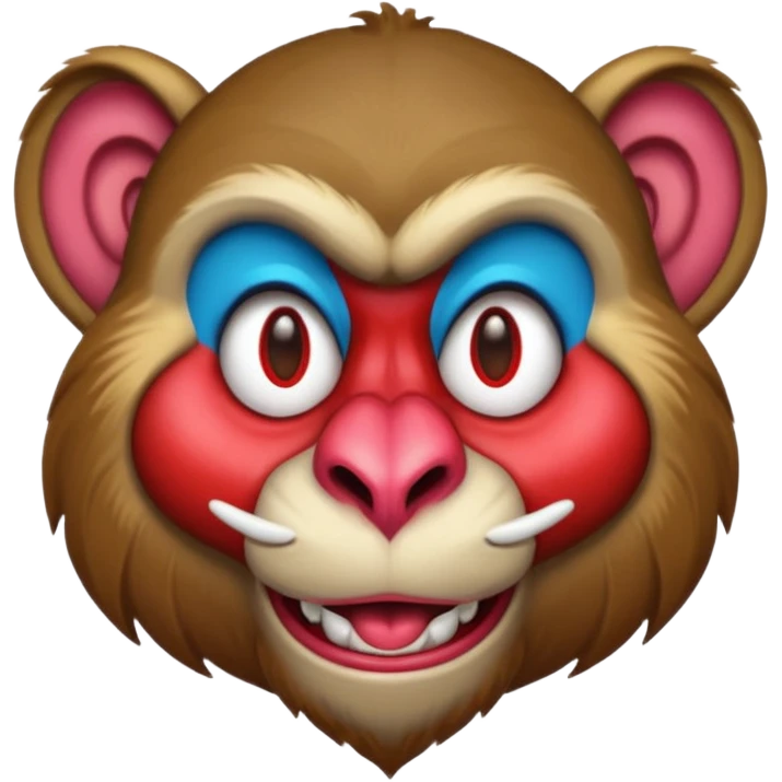 cartoon mandrill character, simple and expressive, clear face, bright colors, apple style emoji emoji