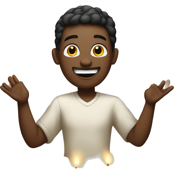 white skin man rejoices around candles burning emoji
