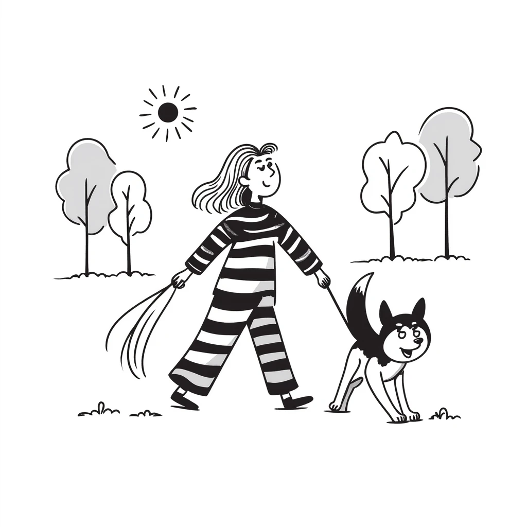 Blonde woman walking a happy Siberian husky  emoji