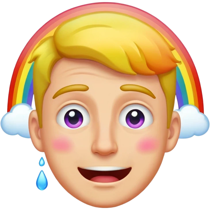 Gay guy crying rainbows emoji