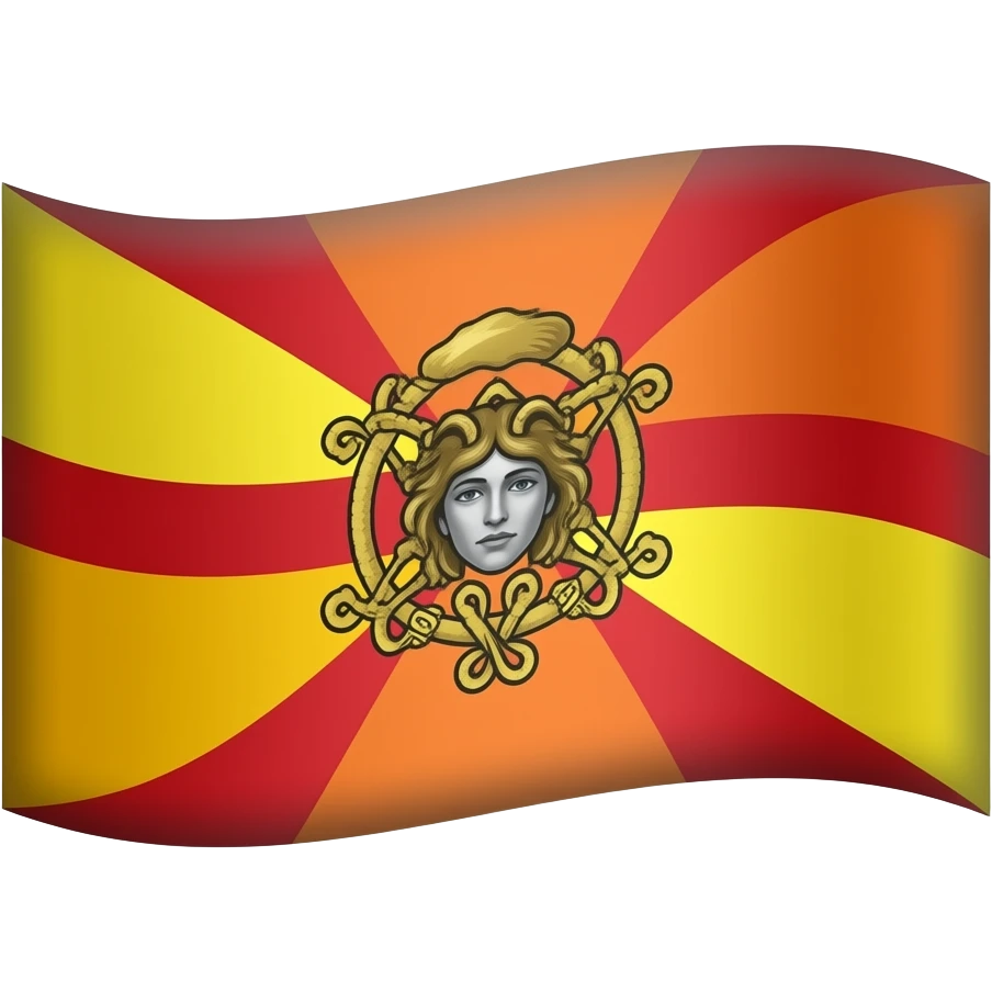 bandiera siciliana gialla e rossa con trinacria con testa di medusa in mezzo emoji
