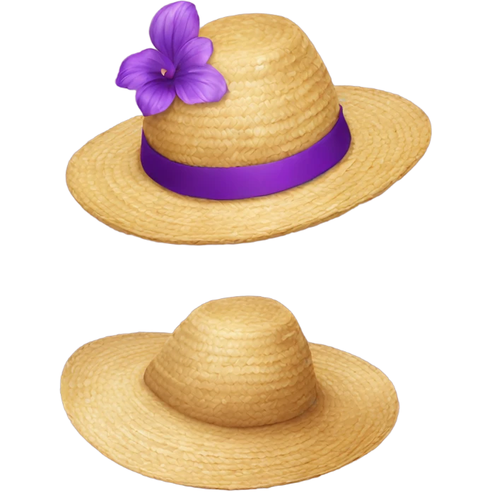 Straw hat with purple emoji