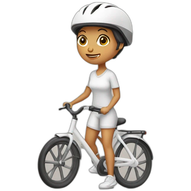 mujer con el pelo color blanco cayéndose de una bicicleta emoji