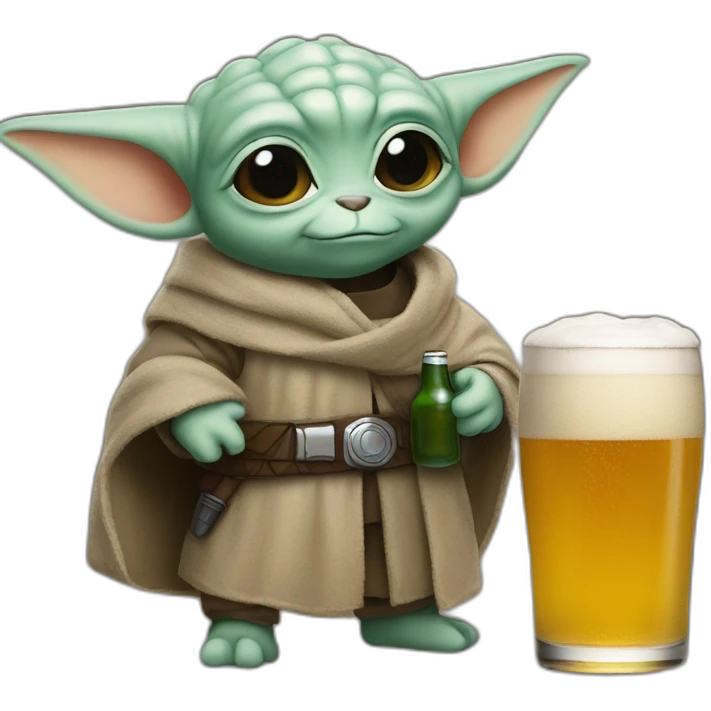 Grogu Star wars drinking a beer emoji