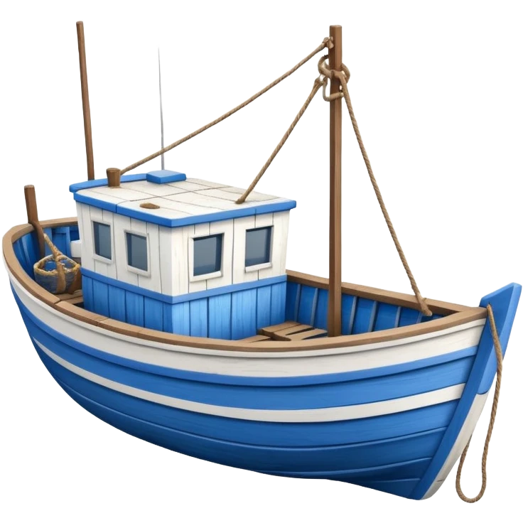 Design a small fishing boat with nets emoji
