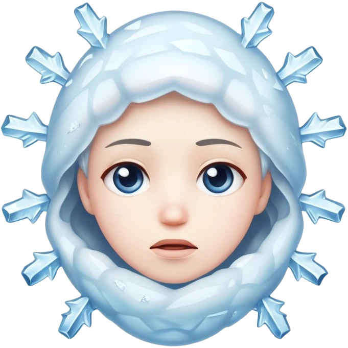 Shivering face with ice crystals, very cold emoji
