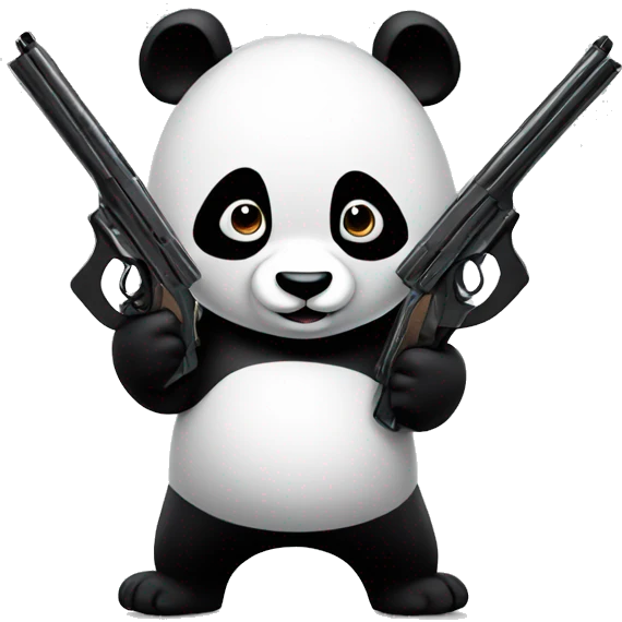 Panda holding two guns emoji