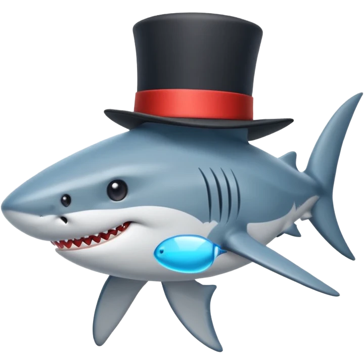 Shark with a top hat emoji