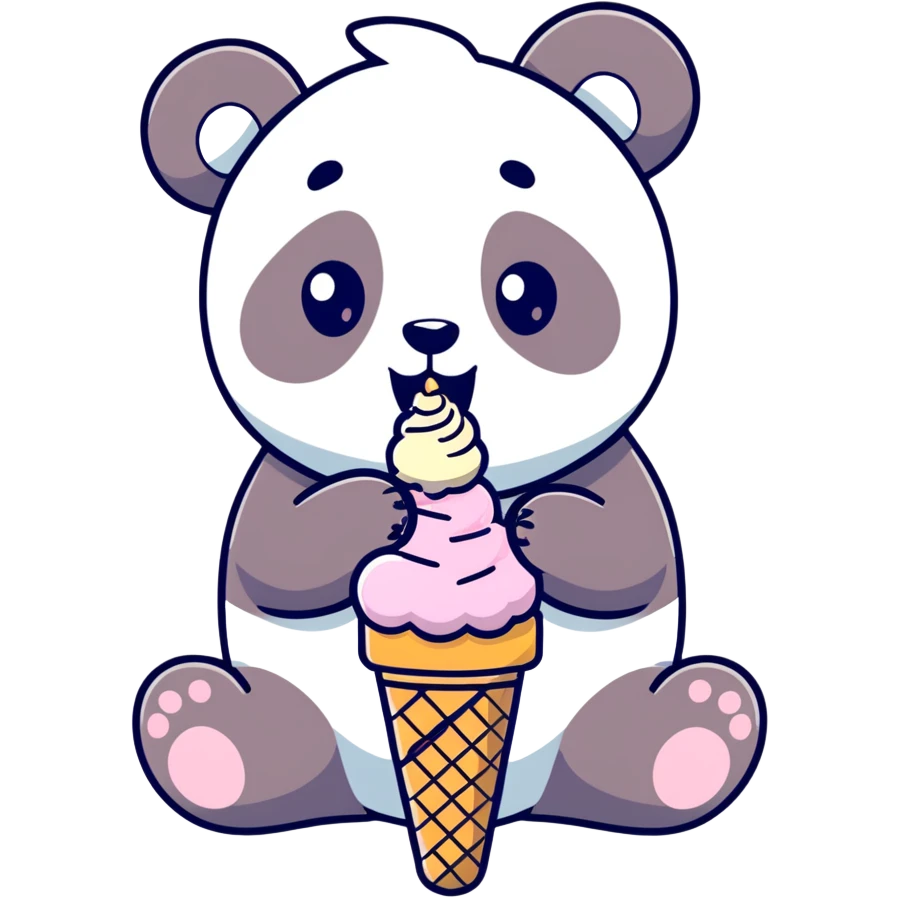 Panda eating ice cream emoji