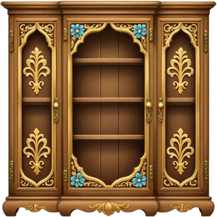 a cabinet with one open shelf and two closed ones emoji