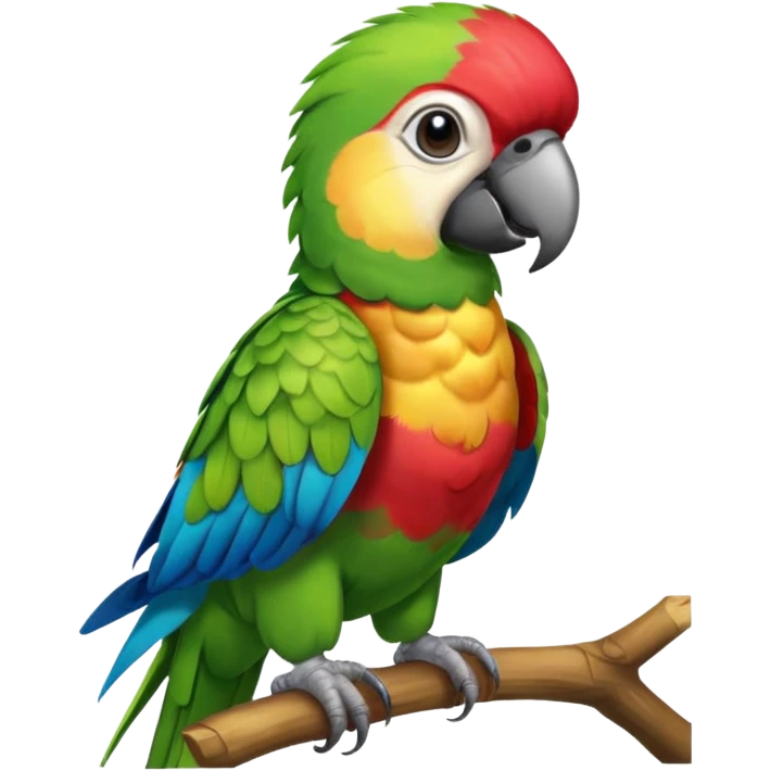 Parrot – perched, tiny aloha shirt emoji