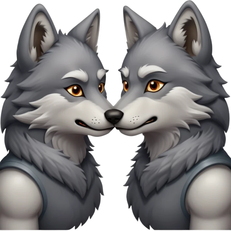 anthropomorphic male wolfs kissing  emoji