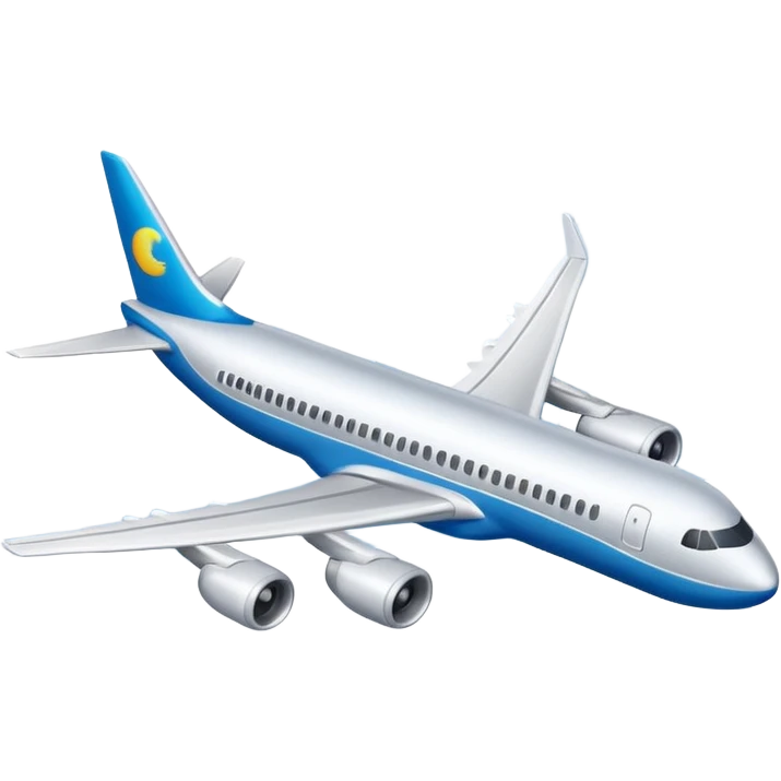 Draw a commercial passenger airplane flying above clouds in clear blue sky. emoji