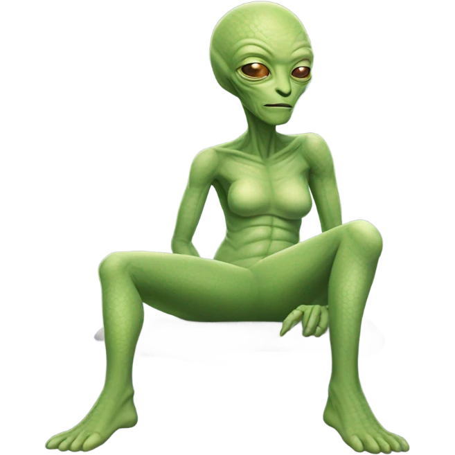 a Reptilian alien woman, full body, sleeping emoji