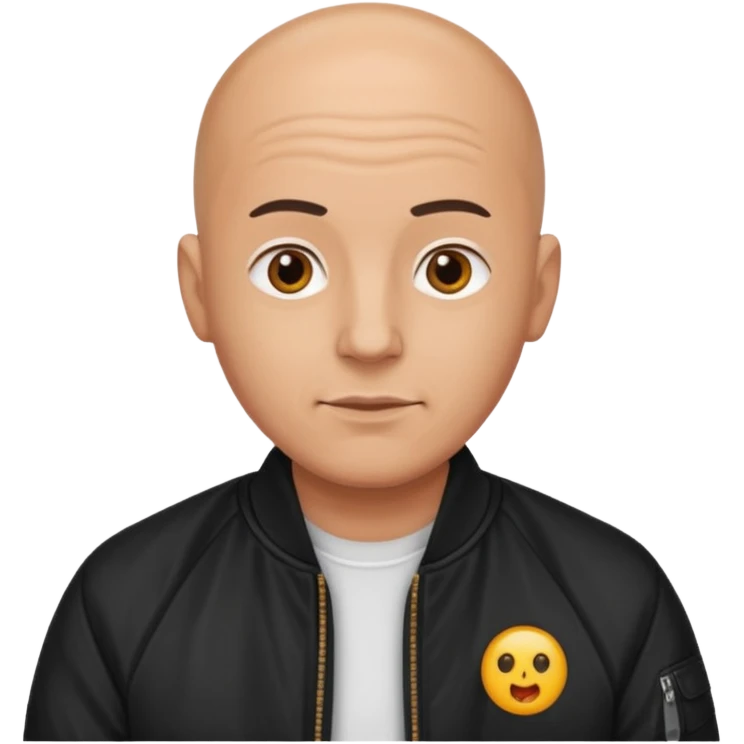 bald man in black bomber jacket emoji
