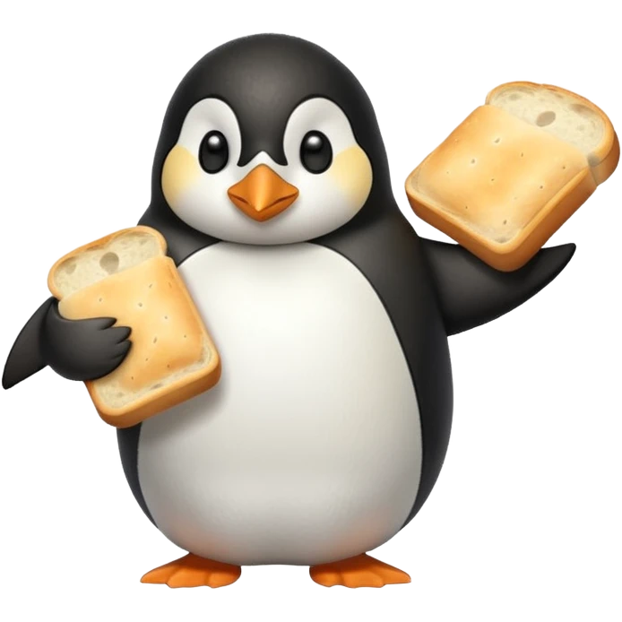 a penguin holding a loaf emoji