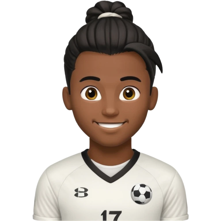a pretty male bratz footballer. black hair tied in a manbun emoji